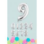 Pekshop Gümüş Rakam Folyo Balon Gümüş Sayı Balonlar 16 Inç 40 cm - 9