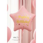 PEKSHOP Happy Birthday Yazılı PEMBE Yıldız Balon Retro Yıldız Folyo Balon 45cm