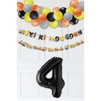 Pekshop Inşaat Doğum Günü Balon Zinciri Yaş Balonlu Parti Süsleme Seti Bannerlı Rakam Balonlu Paket