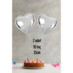 PEKSHOP Kalp Şekilli Gümüş Folyo Balon 10 inc 25 cm 2 Adet