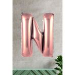 Pekshop N Harfi Rose Gold Folyo Balon 100 cm 40 Inç 1 Metre Baş Harf Balon - Renkli