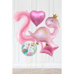 Pekshop Pembe Dinazor Balonlu Kız Doğum Günü Balon Süsleme Seti Bannerlı Büyük Pembe Yaş Balonlu Dinozor Balon Paketi - 2