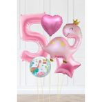 Pekshop Pembe Dinazor Balonlu Kız Doğum Günü Balon Süsleme Seti Bannerlı Büyük Pembe Yaş Balonlu Dinozor Balon Paketi - 5