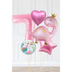 Pekshop Pembe Dinazor Balonlu Kız Doğum Günü Balon Süsleme Seti Bannerlı Büyük Pembe Yaş Balonlu Dinozor Balon Paketi - 7