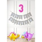 Pekshop Pembe Dinazor Tema Kız Doğum Günü Balon Süsleme Seti Bannerlı Pembe Yaş Balonlu Dinozor Balon Paketi - 3