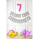 Pekshop Pembe Dinazor Tema Kız Doğum Günü Balon Süsleme Seti Bannerlı Pembe Yaş Balonlu Dinozor Balon Paketi - 7