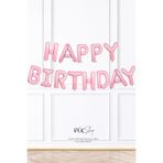 PEKSHOP Pembe Happy Birthday Harf Balonlar Doğum Günü Folyo Balon Seti