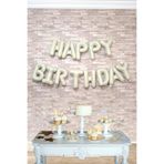 PEKSHOP Retro Krem Happy Birthday Harf Balonlar Retro Doğum Günü Balon Seti