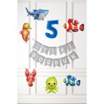 Pekshop Su Altı Canlıları Doğum Günü Balon Süsleme Seti Bannerlı Yaş Balonlu Deniz Canlıları Balon Paketi - Çok Renkli - 5