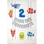 Pekshop Su Altı Canlıları Doğum Günü Balon Süsleme Seti Bannerlı Yaş Balonlu Deniz Canlıları Balon Paketi - Renkli - 2