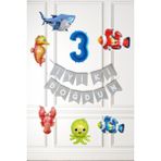 Pekshop Su Altı Canlıları Doğum Günü Balon Süsleme Seti Bannerlı Yaş Balonlu Deniz Canlıları Balon Paketi - Renkli - 3