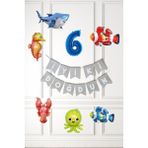 Pekshop Su Altı Canlıları Doğum Günü Balon Süsleme Seti Bannerlı Yaş Balonlu Deniz Canlıları Balon Paketi - Renkli - 6