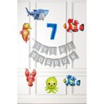 Pekshop Su Altı Canlıları Doğum Günü Balon Süsleme Seti Bannerlı Yaş Balonlu Deniz Canlıları Balon Paketi - Renkli - 7