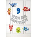 Pekshop Su Altı Canlıları Doğum Günü Balon Süsleme Seti Bannerlı Yaş Balonlu Deniz Canlıları Balon Paketi - Renkli - 9