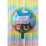 Pekshop Yuvarlak Safari Temalı Folyo Balon Happy Birthday Yazılı Safari Konsept Doğum Günü Balonu 45CM - Çok Renkli