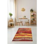 Pelangi Ağaç Desenli Dijital Baskı Yıkanabilir Kaymaz Taban Etnik Kilim Desen Salon Halısı Ve Yolluk, Turuncu 80 x 350