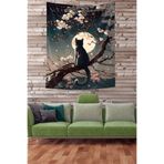 Pelangi Ağaçtaki Kedi Leke Tutmaz Kumaş Duvar Örtüsü Duvar Halısı Tapestry PNTR348, 140 x 230
