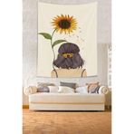Pelangi Ayçiçekli Kız Leke Tutmaz Kumaş Duvar Örtüsü Duvar Halısı Tapestry PNTR176, 70 x 100