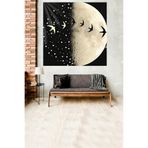Pelangi Ayda Uçan Kuşlar Desenli Leke Tutmaz Kadife Dokulu Kumaş Duvar Örtüsü Duvar Halısı Tapestry WLL103, 35 x 50
