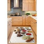Pelangi Baharat Desenli Dijital Baskı Yıkanabilir Kaymaz Taban Leke Tutmaz Mutfak Halısı, Krem 80 x 400