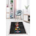 Pelangi Balık Desenli Dijital Baskı Yıkanabilir Kaymaz Taban Çocuk Genç Odası Halısı, Antrasit 120 x 180, 115312018005