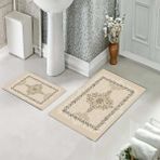Pelangi Banyo Halısı Ikili Klozet Takımı Kaymaz Tabanlı (60 cm x 100 cm + 40 cm x 60 Cm) - 117 cm x 100 cm + 40 cm x 60 cm