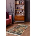 Pelangi Batik Desenli Renk Geçişli Dijital Baskı Yıkanabilir Kaymaz Taban Salon Halısı Ve Yolluk, Haki-Kiremit 160 x 160