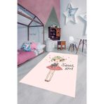 Pelangi Bebek Desenli Dijital Baskı Yıkanabilir Kaymaz Taban Çocuk Odası Halısı, Pudra Pembe 100 x 300