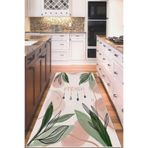 Pelangi Bej Kitchen Yazılı Yıkanabilir Kaymaz Taban Leke Tutmaz Modern Mutfak Halısı Ve Yolluk, Yeşil-Koyu Bej 40 x 40