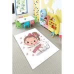 Pelangi Beyaz Dans Eden Kız Yıkanabilir Kaymaz Taban Leke Tutmazbebek Ve Çocuk Odası Halısı, Beyaz 100 x 600, 901357013100600