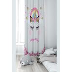 Pelangi Beyaz Kedi Desenli Dijital Baskı Yıkanabilir Bebek Çocuk Odası Fon Perdesi, pembe-beyaz 70 x 270