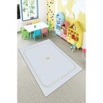 Pelangi Beyaz Prenses Tacı Desenli Yıkanabilir Kaymaz Taban Leke Tutmazbebek Ve Çocuk Odası Halısı, Mavi-Vizon 180 x 300
