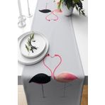 Pelangi Beyaz Zemin Pembe Flamingolar Leke Tutmaz Kumaş Salon Mutfak Masa Değişik Ranır Modelleri Runner, Beyaz-Pembe 40 x 140