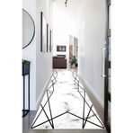 Pelangi Beyaz Zemin Siyah Çerçeveli Mermer Desenli Dijital Baskı Yıkanabilir Kaymaz Taban Salon Halı Yolluk, Siyah-Beyaz 80 x 400, 955561912804007