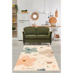 Pelangi Bohem Çiçek Desenli Renk Geçişli Yıkanabilir Kaymaz Taban Leke Tutmaz Salon Halısı, Pudra-Yeşil-Bej 180 x 250