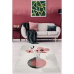 Pelangi Bohem Floral Vazoda Çiçekli Minimal Tarz Yıkanabilir Kaymaz Taban Leke Tutmaz Salon Halısı Yoluk, Pembe-Beyaz 80 x 200