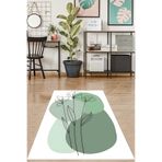 Pelangi Bohem Tarz Line Art Çiçek Minimal İskandinav Yıkanabilir Kaymaz Taban Leke Tutmaz Salon Halısı Yoluk, Siyah-Mint 80 x 50