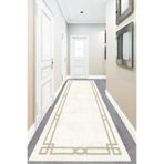 Pelangi Çerçeveli Modern Dijital Baskı Yıkanabilir Kaymaz Taban Salon Halısı ve Yolluk, Krem-Bej 80 x 300, 955540411803007