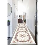 Pelangi Çiçek Desenli Dijital Baskı Yıkanabilir Kaymaz Taban Leke Tutmaz Vintage Salon Halı ve Yolluk, Krem-GülKurusu 80 x 600, 955518111806007