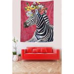Pelangi Çiçekli Zebra Leke Tutmaz Kumaş Duvar Örtüsü Duvar Halısı Tapestry PNTR100, 70 x 100