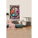 Pelangi Çok Renkli Peace Barış Işaretli Leke Tutmaz Kadife Kumaş Duvar Örtüsü Duvar Halısı Tapestry DWLL403, 140 x 140