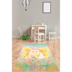 Pelangi Colormix Kanatlı Kedi Yıldız Desenli Yıkanabilir Kaymaz Taban Leke Tutmaz Çocuk Odası Halısı, Sarı 120 x 180