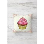 Pelangi Cupcake Desenli Çift Tarafı Baskılı Gizli Fermuarlı Yastık Kılıfı Kırlent Koltuk Yastık Kılıfı, beyaz-pembe 45 x 45