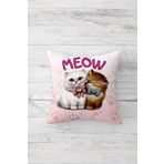Pelangi Cute Cat Sevimli Kedili Çift Tarafı Baskı Gizli Fermuar Genç Kız Kırlent Koltuk Yastık Kılıfı, beyaz-fuşya 45 x 45, 2469108045451