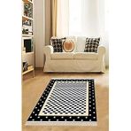 Pelangi Dama Desenli Geometrik Dijital Baskı Yıkanabilir Kaymaz Taban Salon Halı Yollu, Kahverengi 160 X 240