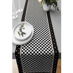 Pelangi Dama Desenli Leke Tutmaz Kumaş Salon Mutfak Masa Değişik Ranır Modelleri Runner, Siyah-Beyaz 40 x 140