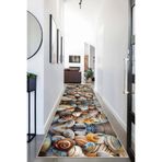 Pelangi Deniz Kabukları Desenli Dijital Baskı Yıkanabilir Kaymaz Taban Modern Salon Halı ve Yolluk, Krem-Turuncu 60 x 200, 9554717602007