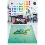 Pelangi Deniz Kaplumbağası Bohem Tarzı İskandinav Yıkanabilir Kaymaz Taban Leke Tutmaz Çocuk Odası Halısı, Yeşil 100 x 600, 764209310060005