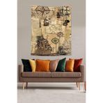 Pelangi Denizci Temalı Pusula Gemi Desenli Leke Tutmaz Kumaş Duvar Örtüsü Duvar Halısı Tapestry PNTR545, 35 x 50