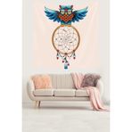 Pelangi Dream Catcher Kuş Tüylü Bohem Desen Leke Tutmaz Kadife Doku Kumaş Duvar Örtüsü Duvar Halısı Tapestry WLL127, 70 x 70